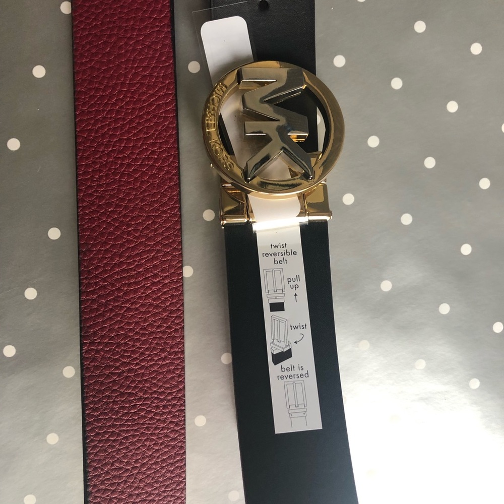 Michael Kors reversible belt burgundy/black size L - Picture 7 of 8